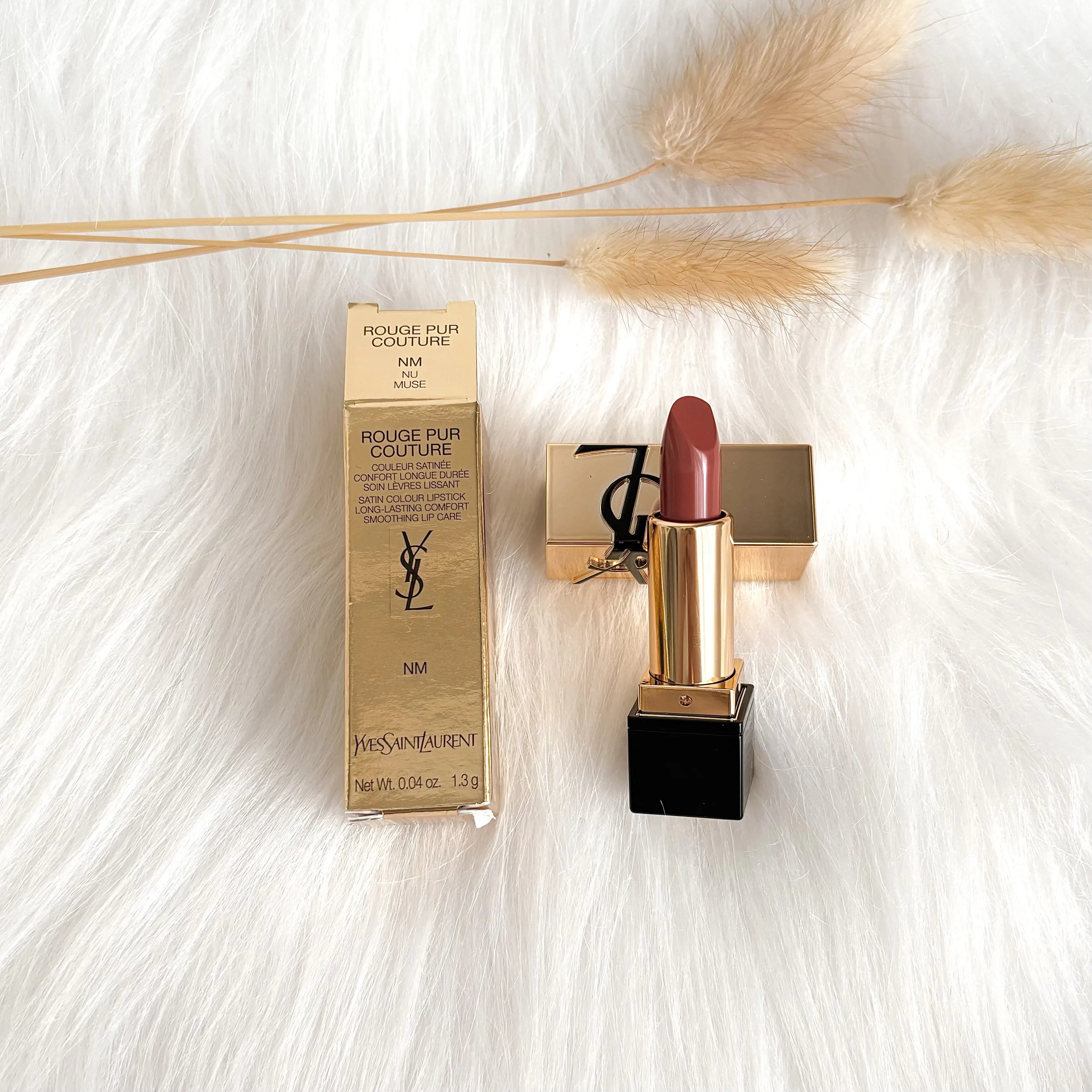 YSL Rouge Pur Couture Satin Lipstick Mini NM Nu Muse 1.3g Moisturizing Long Lasting Lipstick with Ceramides Nourishing Lip Care - Image 3