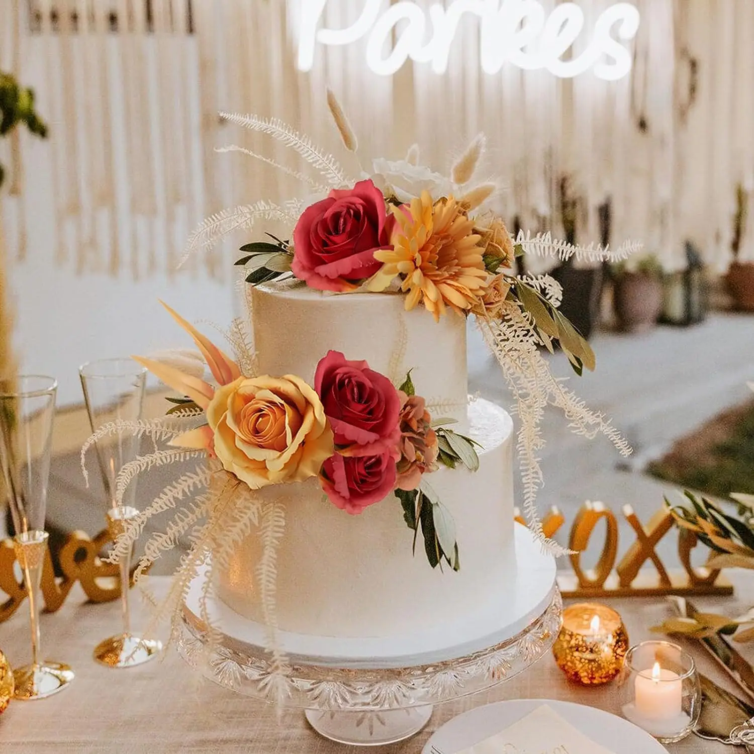 Yannew Boho Terracotta Bouquets Room Decor DIY Silk Artificial Flower Bridal Bouquet for Rustic Wedding Home Floral Centerpieces - Image 2