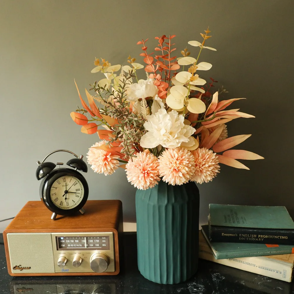 Yannew Boho Terracotta Bouquets Room Decor DIY Silk Artificial Flower Bridal Bouquet for Rustic Wedding Home Floral Centerpieces - Image 4