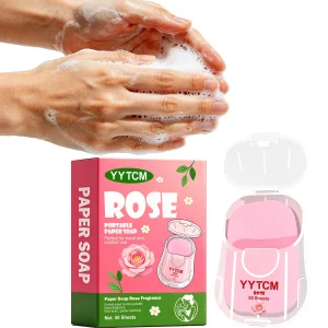 Yytcm Rose Scent Portable Paper Soap 50 Pieces Boxed Disposable Hand Washing Soap Sheets Travel Outdoor Cleaning Paper Soap