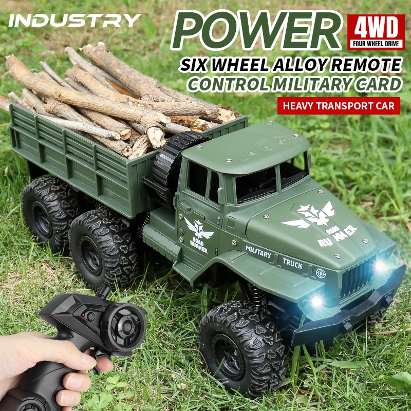 ZWN 1:16 2.4G Aluminum Alloy Six Wheel Military RC Truck with Lights Outdoor Remote Control Cars Toys Gift for Children. - Image 6