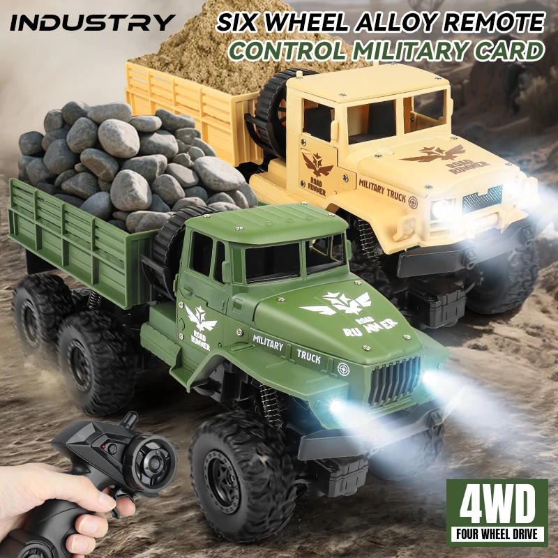 ZWN 1:16 2.4G Aluminum Alloy Six Wheel Military RC Truck with Lights Outdoor Remote Control Cars Toys Gift for Children. - Image 3