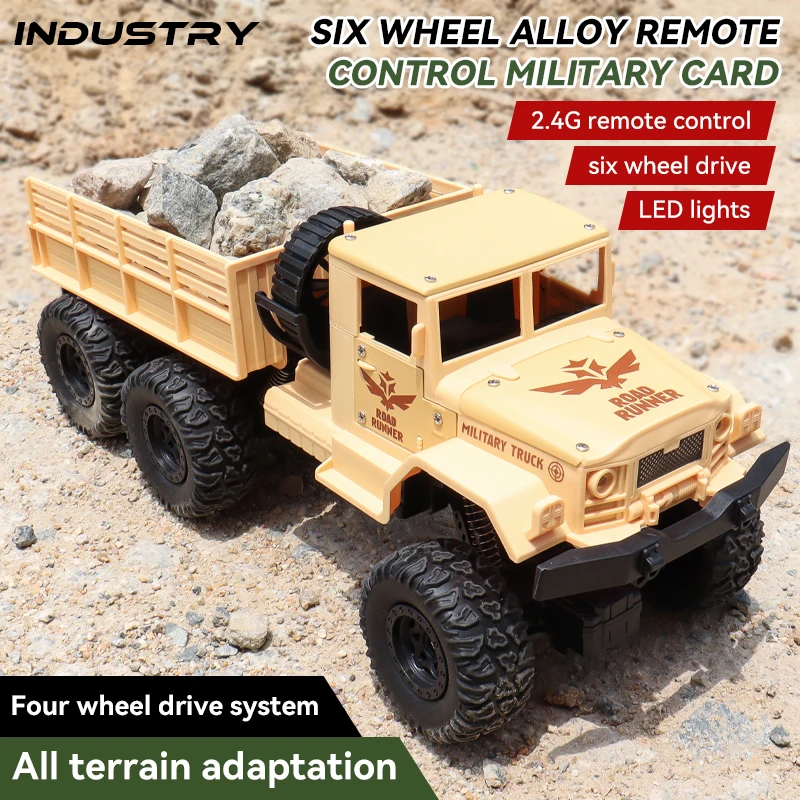 ZWN 1:16 2.4G Aluminum Alloy Six Wheel Military RC Truck with Lights Outdoor Remote Control Cars Toys Gift for Children. - Image 5