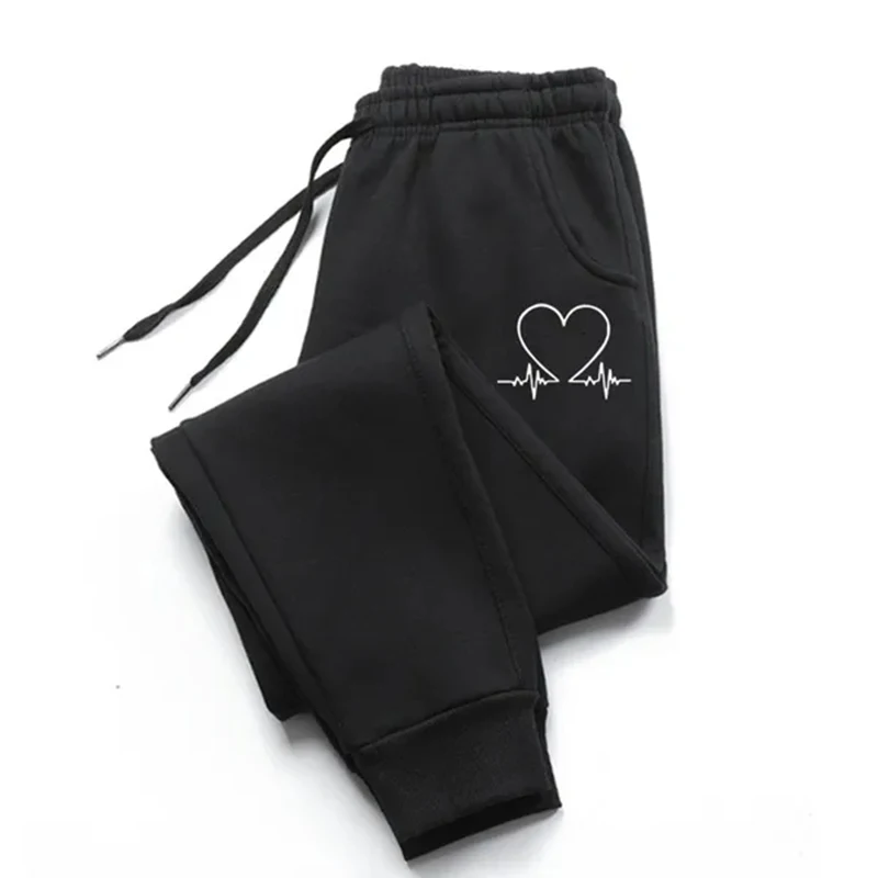 new men Heart Printed Sweatpants Luxury Long Pants Jogger Trousers Casual Sports Fitness Solid Versatile Pants Women Sweat Pants - Image 2