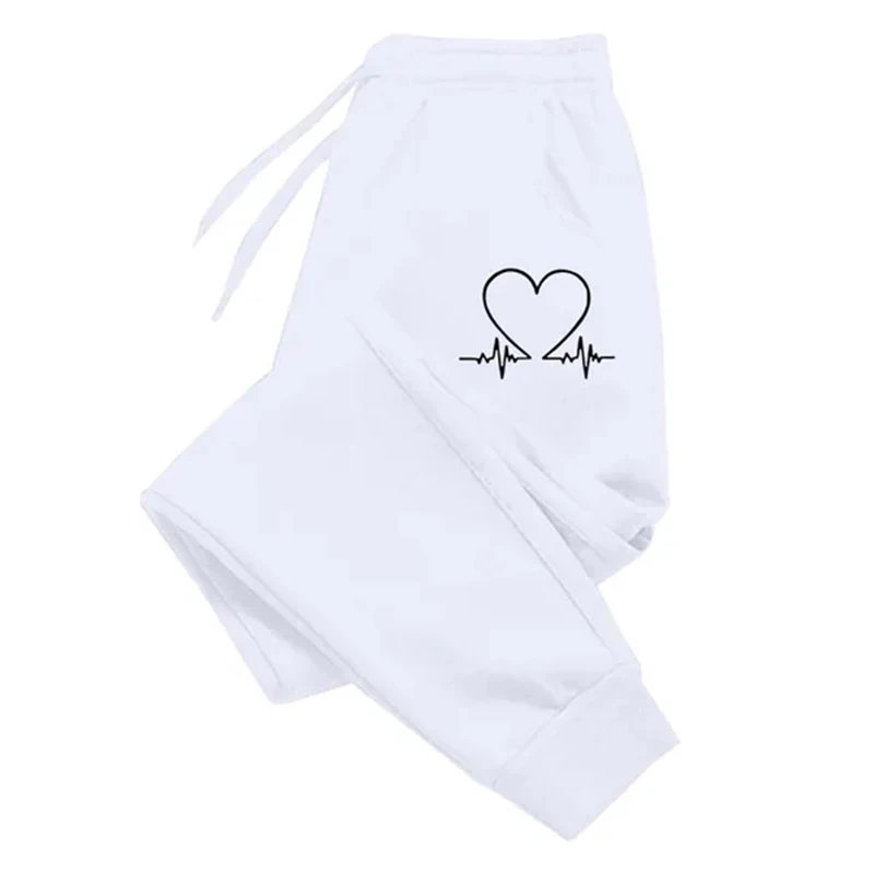 new men Heart Printed Sweatpants Luxury Long Pants Jogger Trousers Casual Sports Fitness Solid Versatile Pants Women Sweat Pants - Image 3