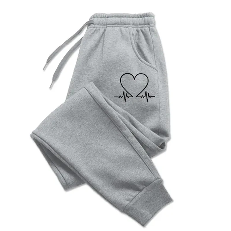 new men Heart Printed Sweatpants Luxury Long Pants Jogger Trousers Casual Sports Fitness Solid Versatile Pants Women Sweat Pants - Image 4