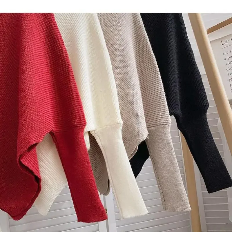 zjaiss Vintage High Neck Long Sleeve Female Pullovers 2026 Autumn Winter Women Fashion Irregular Loose Knit Sweater Chic Tops - Image 5